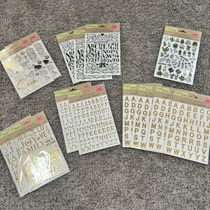 Crafter's Square Rub-On Transfers Lot of 14 Gold Foil Alphabet Succulent Crafts
